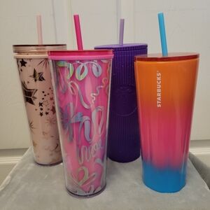 Bundle Of 4 Different Gently Used Starbucks Cold Cups